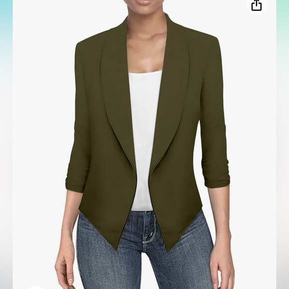 Olive Green Short Soft Blazer - Picture 1 of 7